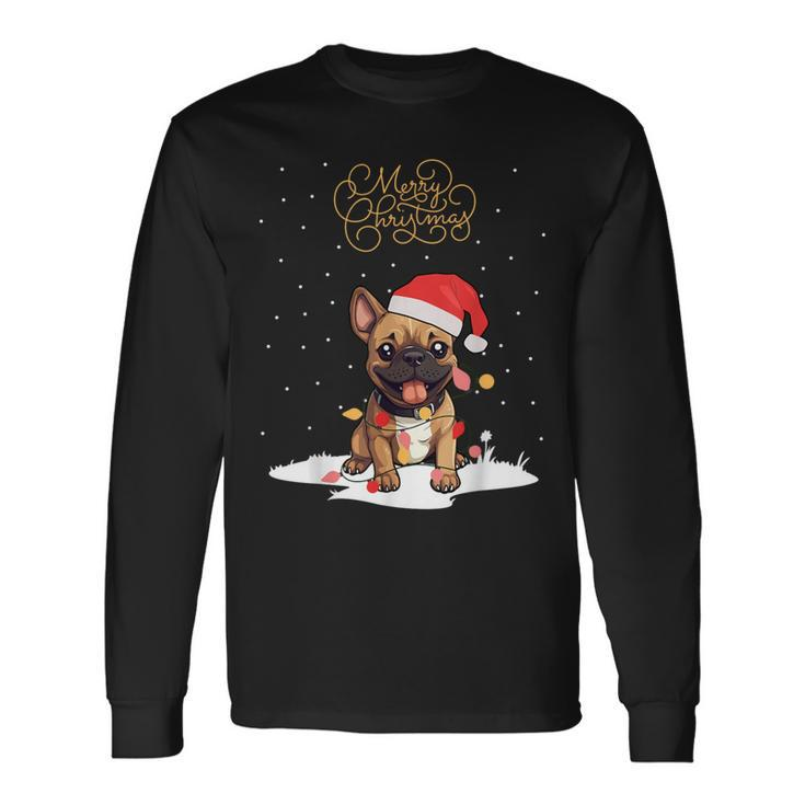 Santa Xmas Frenchie Merry Christmas French Bulldog Puppy Long Sleeve T-Shirt