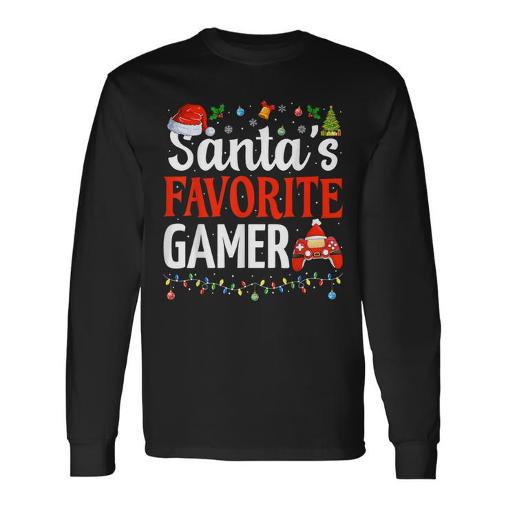 Santa's Favorite Gamer Christmas Gaming Xmas Gamer Long Sleeve T-Shirt