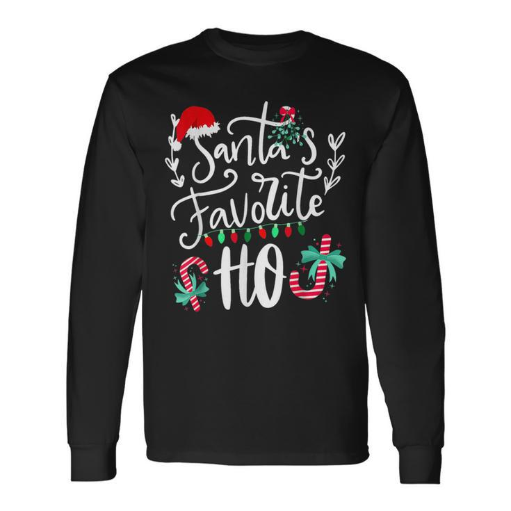 Santas Favorite Ho Christmas Santa Hat Xmas Pajamas Long Sleeve T-Shirt Gifts ideas