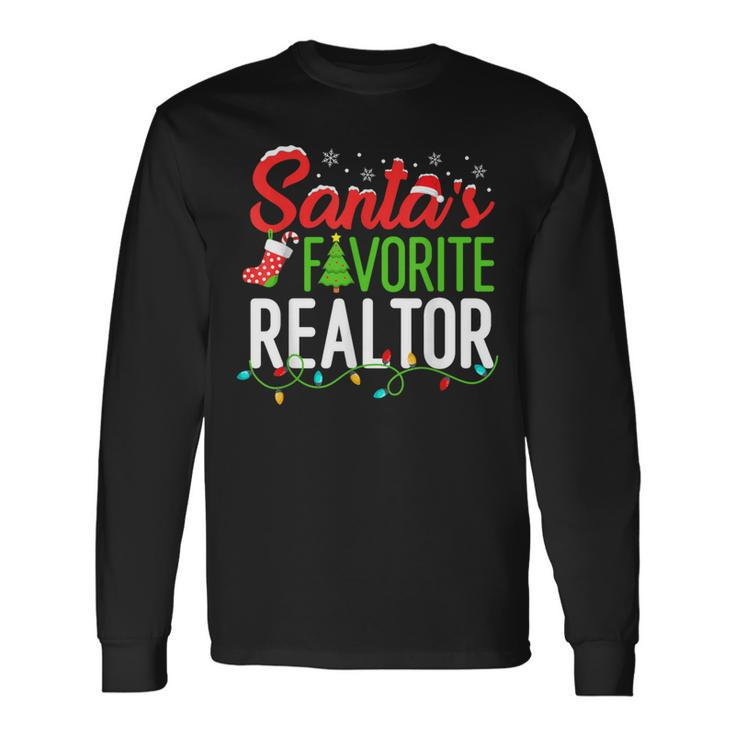 Santa's Favorite Realtor Christmas Real Estate Agent Long Sleeve T-Shirt