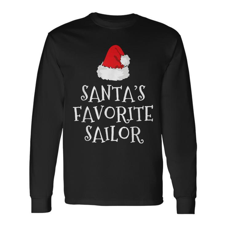 Santa's Favorite Sailor Christmas Hat Sailing Long Sleeve T-Shirt Gifts ideas
