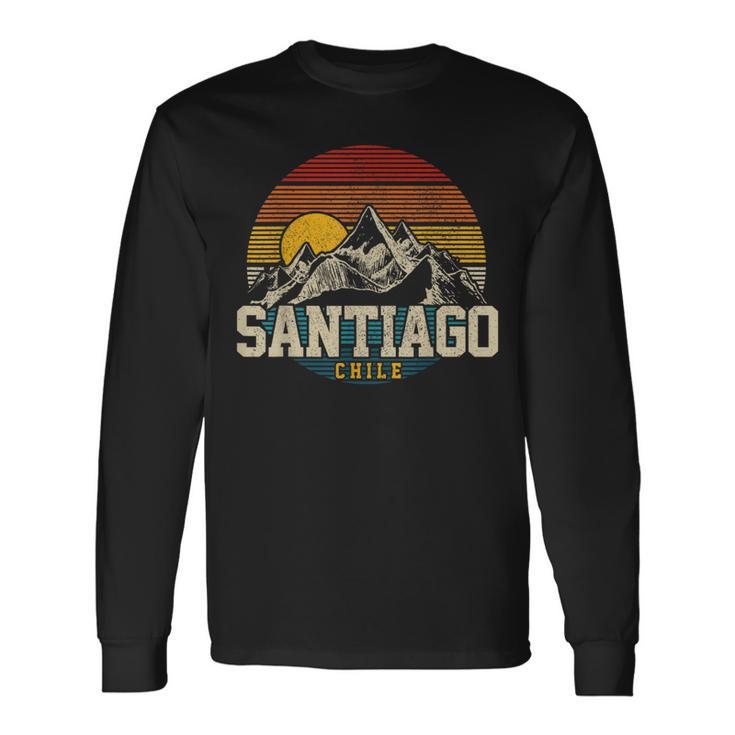 Santiago Chile Vintage Mountains Retro Souvenir Long Sleeve T-Shirt