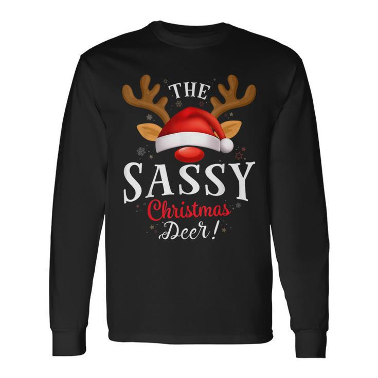 Sassy Christmas Deer Pjs Xmas Family Matching Long Sleeve T-Shirt