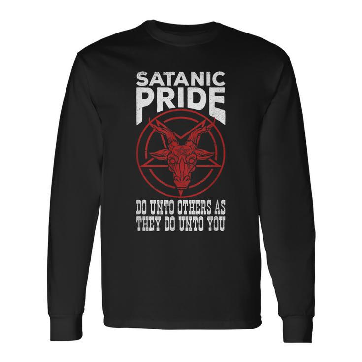 Satanic Pride Baphomet Seal Satan Lucifer Occult Pentagram Long Sleeve T-Shirt