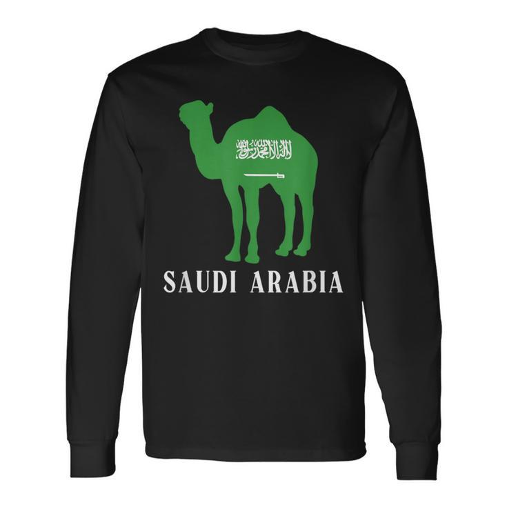 Saudi Arabia Flag Camel Saudi Arabian Travel Long Sleeve T-Shirt