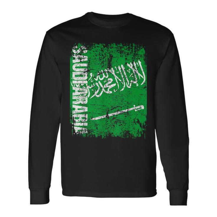 Saudi Arabia Flag Vintage Distressed Saudi Arabia Long Sleeve T-Shirt