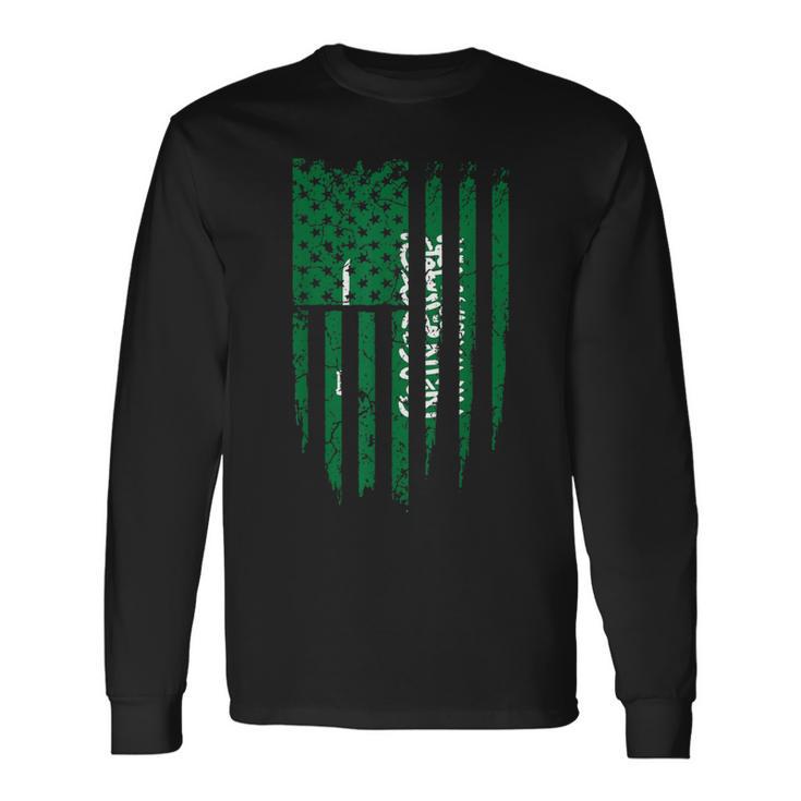 Saudi Arabian American Saudi Arabia & America Flag Long Sleeve T-Shirt