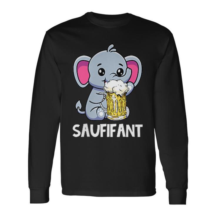 Saufifant Party Elefant Alkohol Bier Saufen Feiern Langarmshirts Geschenkideen