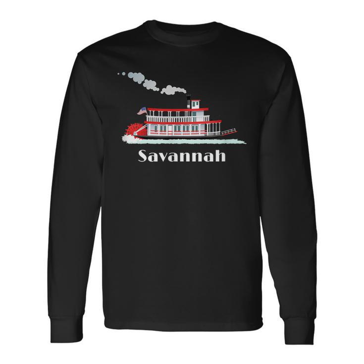 Savannah Riverboat Paddleboat Georgia Ga River 2 Long Sleeve T-Shirt