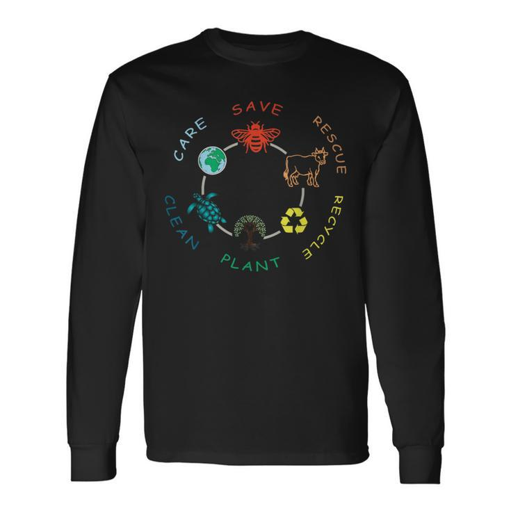 Save Bees Rescue Animals Recycle Plastic Vintage Earth Day Long Sleeve T-Shirt Gifts ideas
