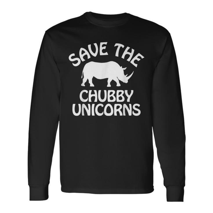 Save The Chubby Unicorns Retro Vintage Rhino Unicorn Long Sleeve T-Shirt Gifts ideas