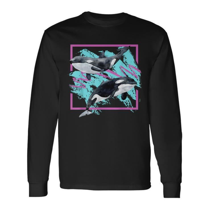 Save Whales 90S Orca Ocean Animals Chart Mammals Guide Eco Long Sleeve T-Shirt