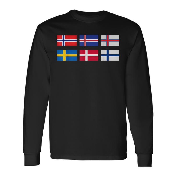 Scandinavia Flag The Nordic Country's Flag Northern Europe Long Sleeve T-Shirt