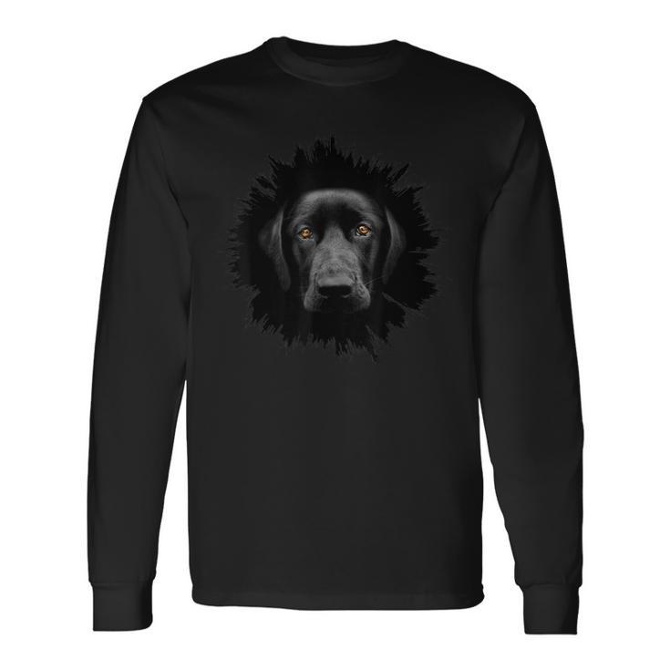 Schwarzes Langarmshirts mit 3D-Hundegesicht-Druck, Modisches Haustier-Motiv Geschenkideen