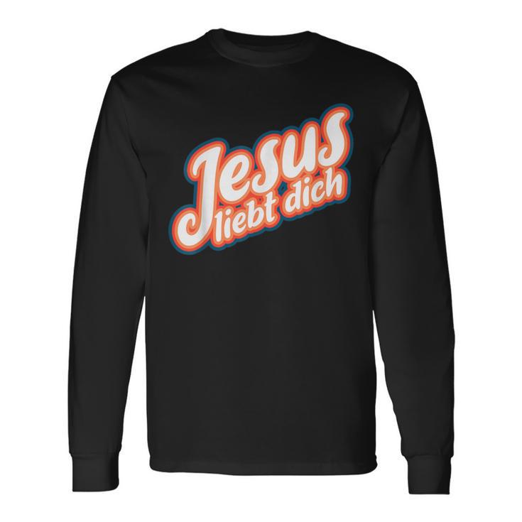 Schwarzes Langarmshirts mit 'Jesus liebt dich' Aufdruck, Christliche Mode Geschenkideen