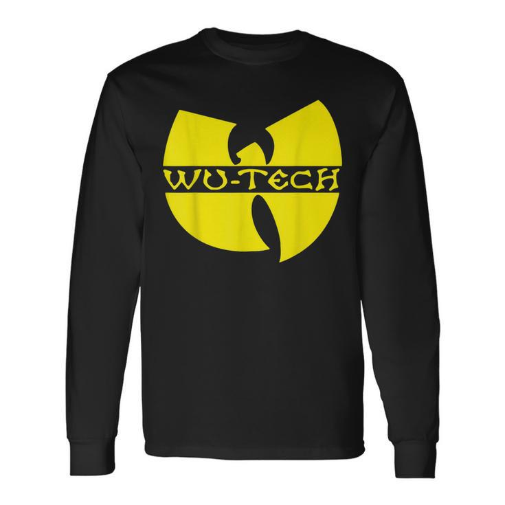 Schwarzes Wu-Tang Logo Langarmshirts, Hip-Hop Fanbekleidung Geschenkideen
