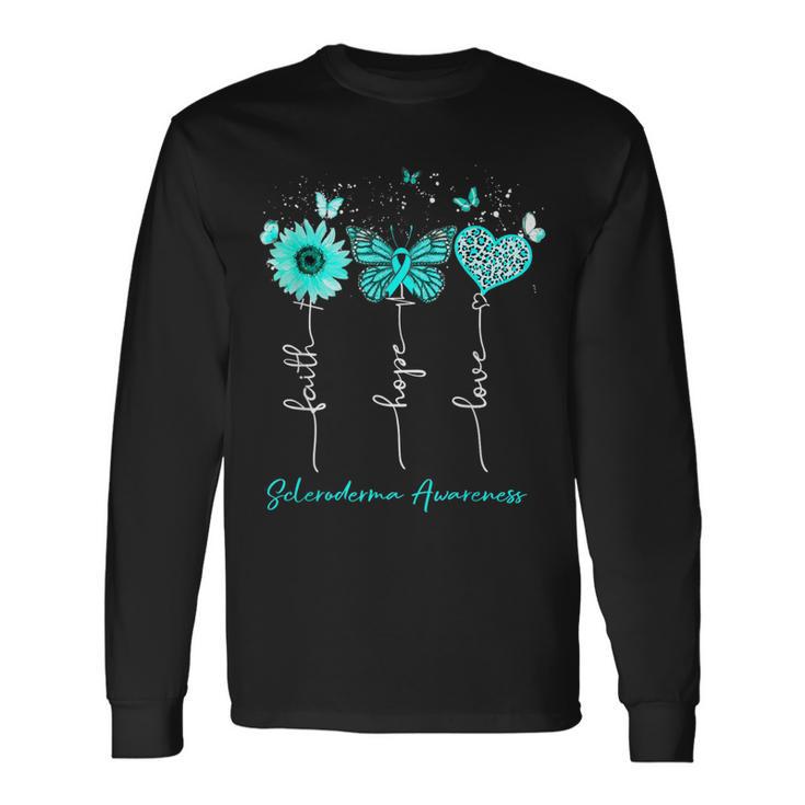 Scleroderma Awareness Faith Hope Love Leopard Sunflower Long Sleeve T-Shirt