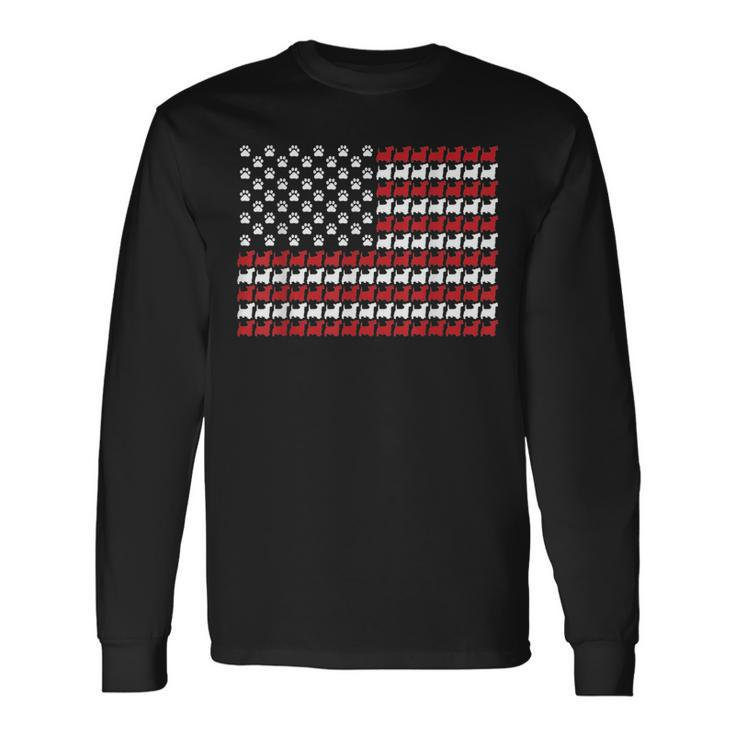 Scottie 4Th Of July Dog Paw Print Long Sleeve T-Shirt Gifts ideas