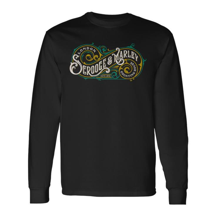 Scrooge And Marley Counting House Christmas Carol Vintage Long Sleeve T-Shirt Gifts ideas