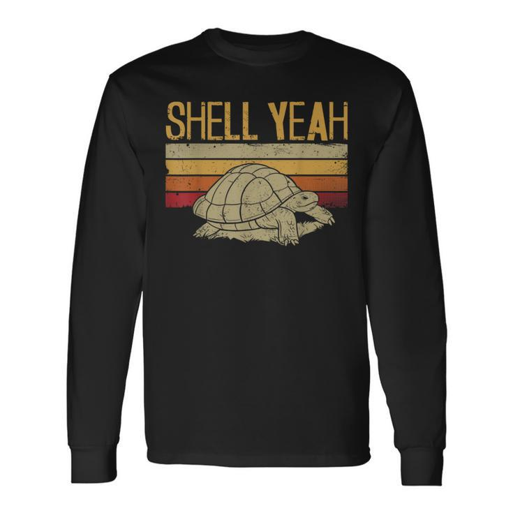 Sea Turtle Tortoise Pun Retro Vintage Shell Yeah Long Sleeve T-Shirt