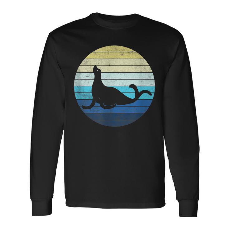 Seal Vintage With Baby Seal Lover Sea Lion Long Sleeve T-Shirt