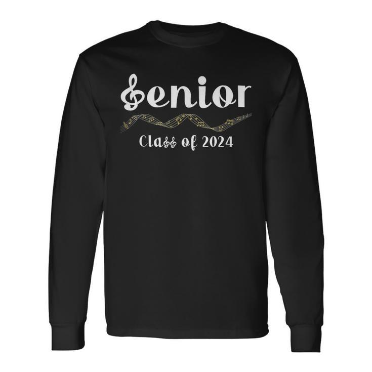 Senior 24 Band Orchestra Choir Class Of 2024 Music Notes Long Sleeve T-Shirt