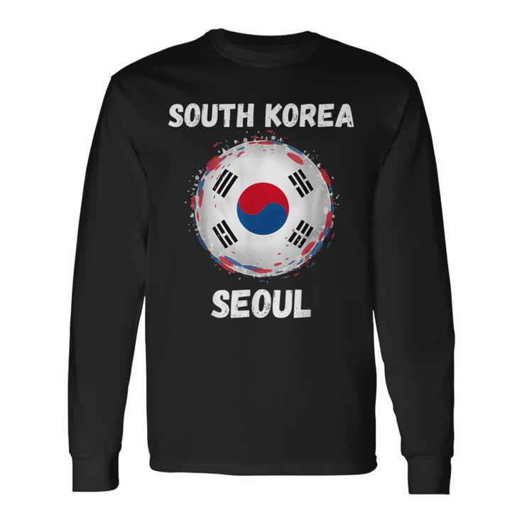 Seoul South Korea Retro Vintage Korean Flag Souvenirs Long Sleeve T-Shirt