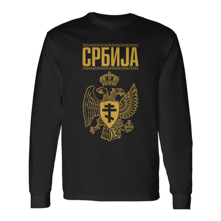 Serbia Serbian Serb Srbija Eagle Langarmshirts Geschenkideen