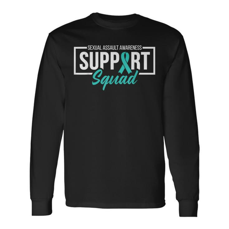 Sexual Assault Awareness Support Squad I Wear Teal Ribbon Long Sleeve T-Shirt