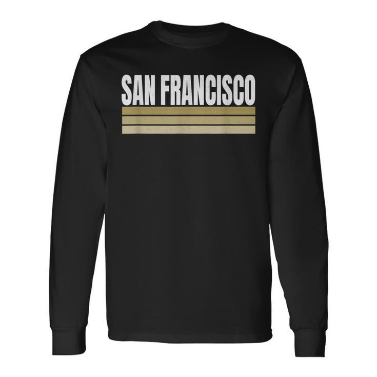 Sf Vintage Striped San Francisco Red Maroon San Francisco Ca Long Sleeve T-Shirt