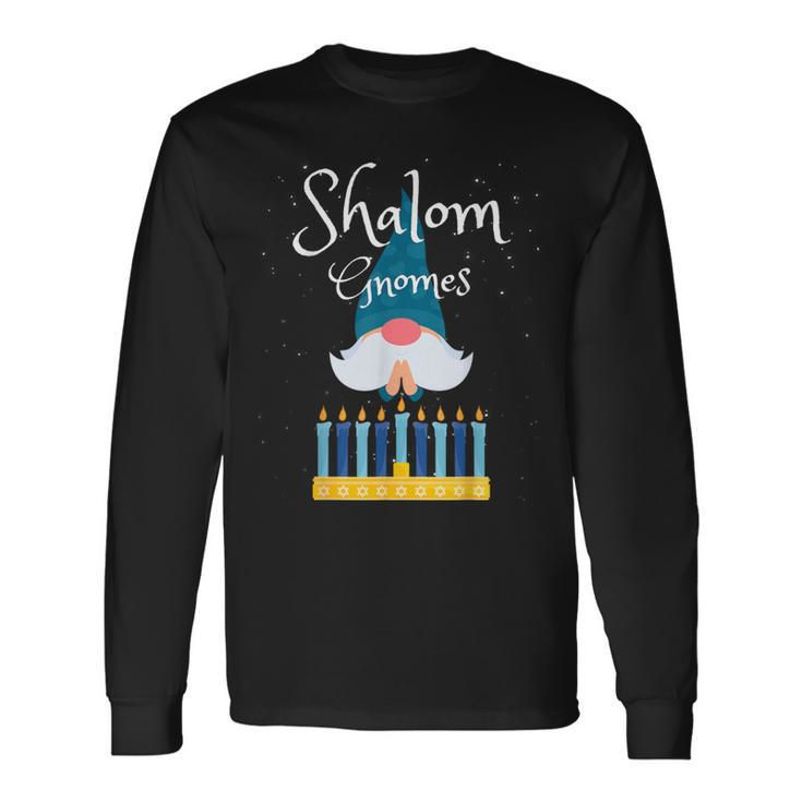 Shalom Gnomes Jewish Hanukkah Blessing Chanukah Lights Long Sleeve T-Shirt