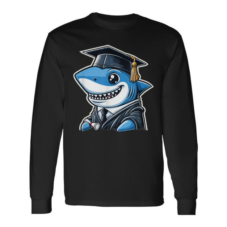 Shark Graduation Cap Class Of 2024 Shark Lover Long Sleeve T-Shirt Gifts ideas