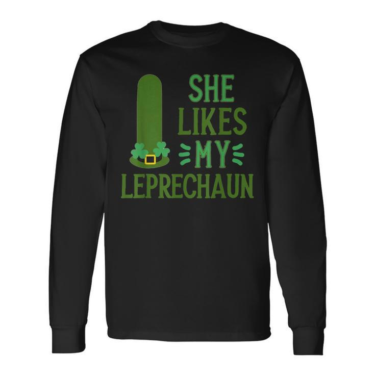 She Likes My Leprechaun St Patrick's Couple Long Sleeve T-Shirt Gifts ideas