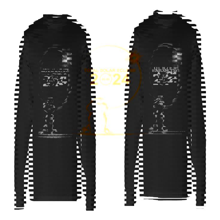 Shih Tzu Dog 04 08 24 Total Solar Eclipse 2024 Boys Girls Long Sleeve T-Shirt