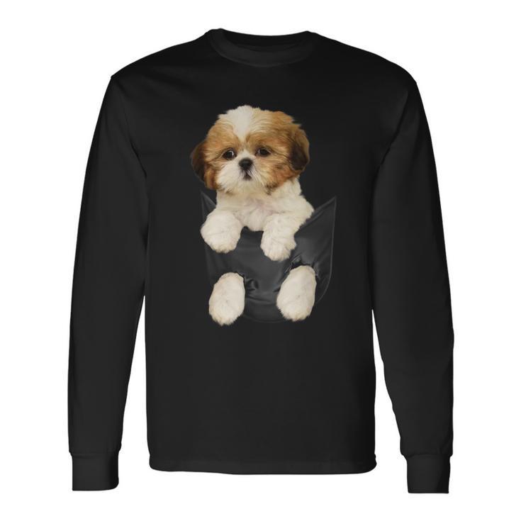 Shih Tzu Puppy In Pocket Langarmshirts Geschenkideen