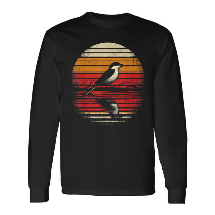 Shrike Bird Sunset Retro Style Safari Vintage 70S Long Sleeve T-Shirt