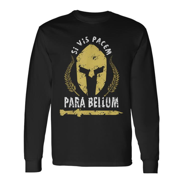 Si Vis Pacem Para Bellum Vintage Greece History Fighter Gym Long Sleeve T-Shirt
