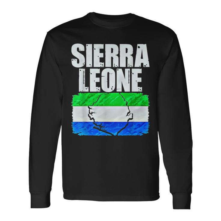 Sierra Leone Flag Map Emblem Long Sleeve T-Shirt