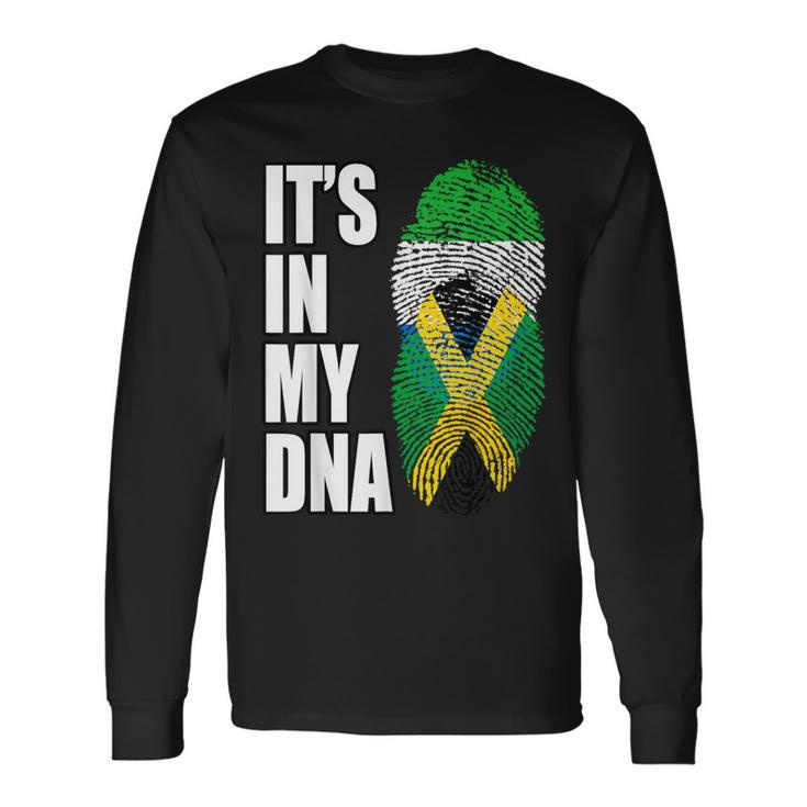 Sierra Leonean And Jamaican Vintage Heritage Dna Flag Long Sleeve T-Shirt