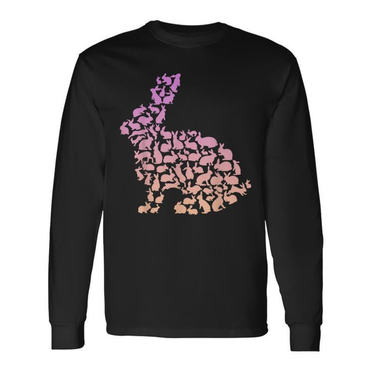 Silhouette Bunny For Rabbit Lover Girls Rabbit Long Sleeve T-Shirt Gifts ideas