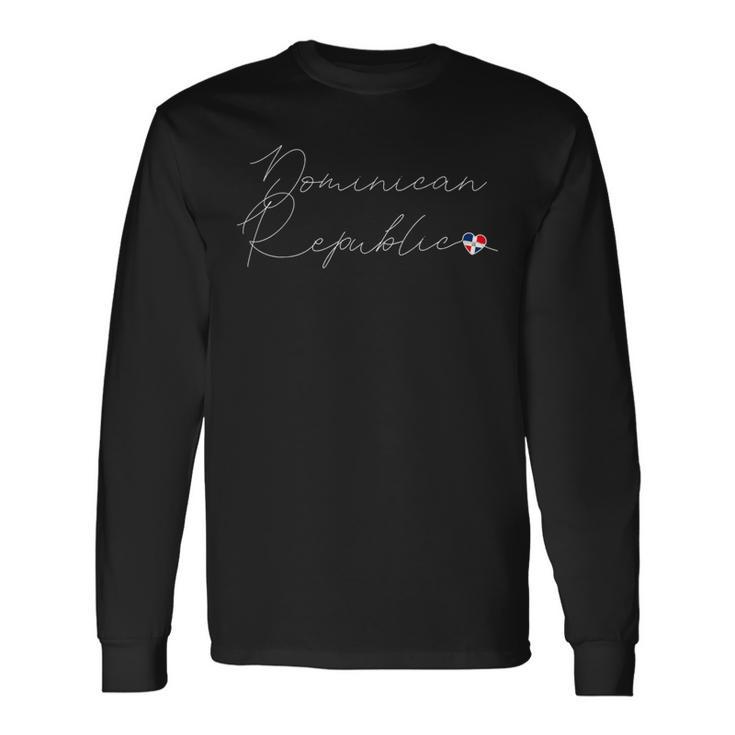 Simple Love Dominican Flag Heart On Dominican Republic Long Sleeve T-Shirt