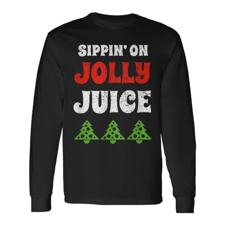 Sippin' On Jolly Juice Christmas Tree Long Sleeve T-Shirt