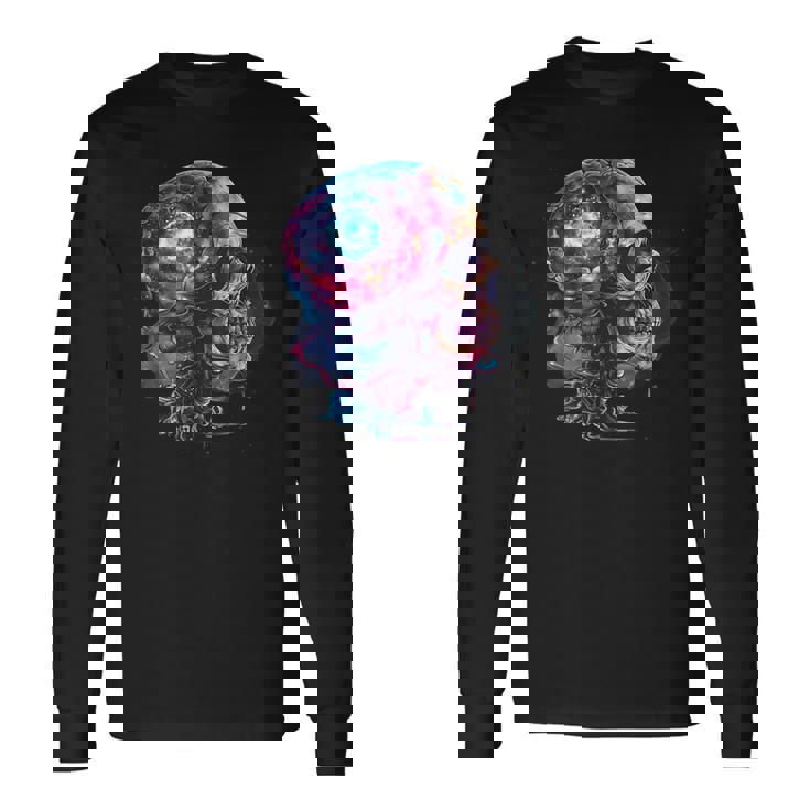 Sistema Solar En Un Cerebro Cráneo Sistema Solar Astronomía Camiseta de manga larga