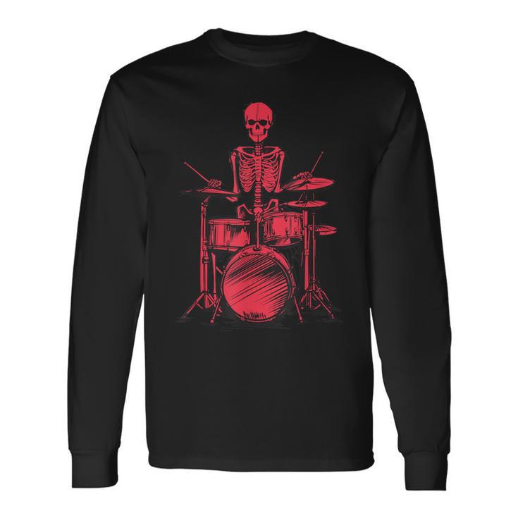 Skeleton Drummer On Drums For Musicians Langarmshirts Geschenkideen