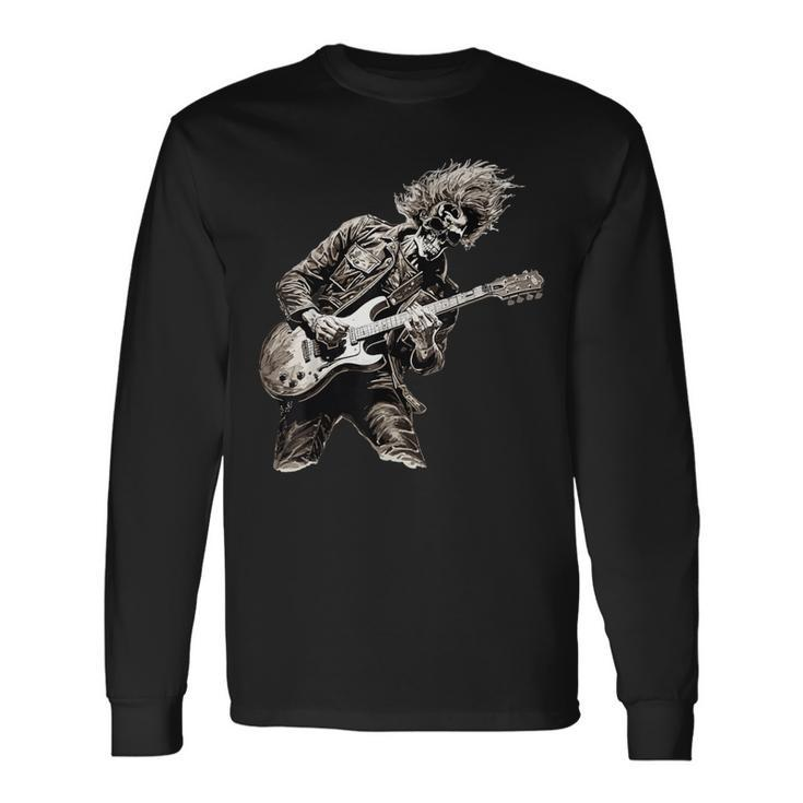 Skeleton Guitar Guy Rock And Roll Band Rock On Long Sleeve T-Shirt