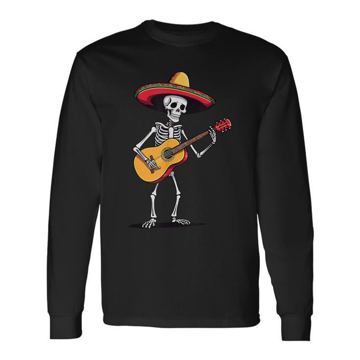Skeleton Mexico Guitar Music Fiesta Cinco De Mayo Long Sleeve T-Shirt