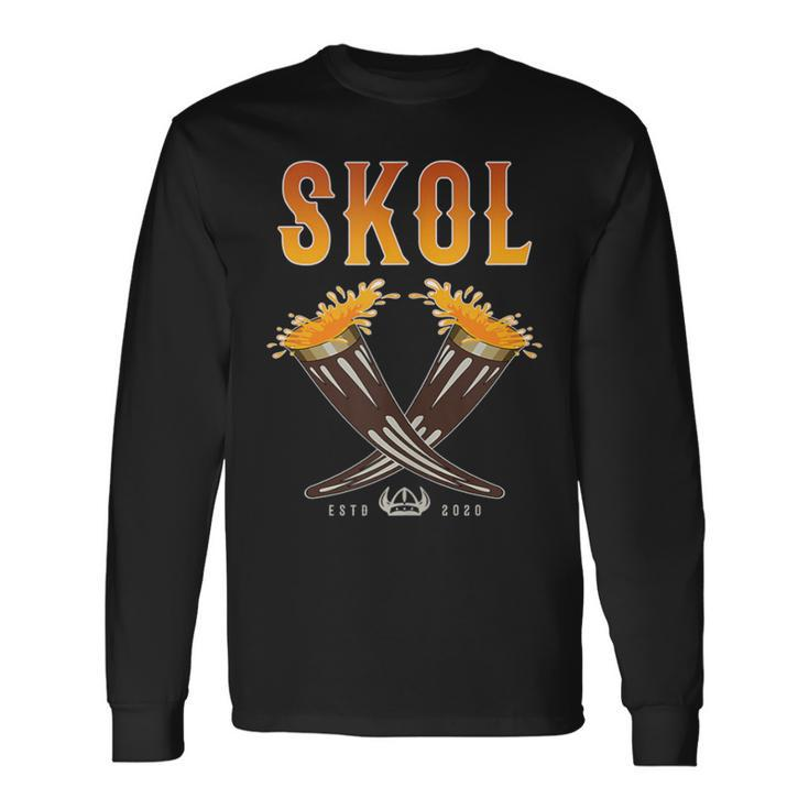 Skol Vikings Drinking Horn Nordic Scandinavia Long Sleeve T-Shirt