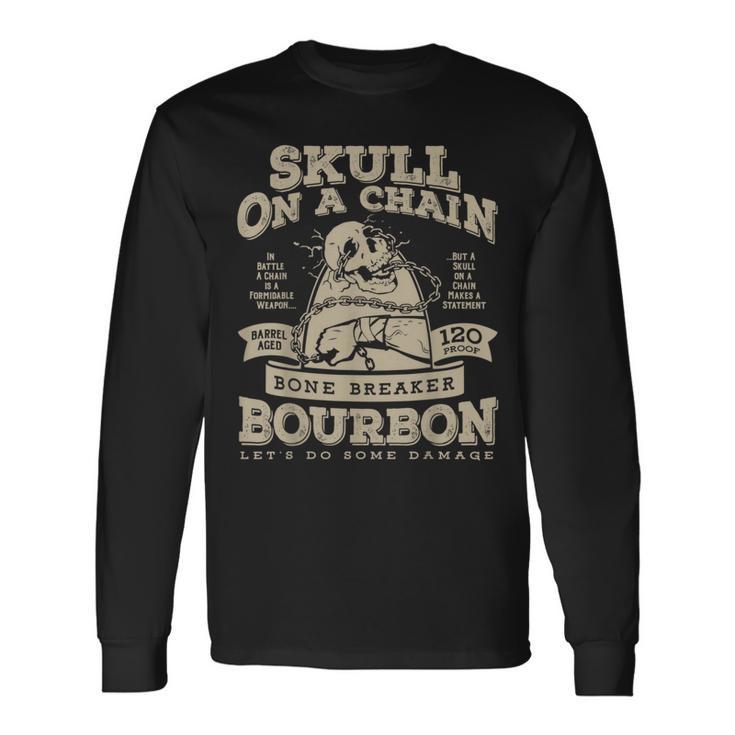 Skull On A Chain Bone Breaker Bourbon Long Sleeve T-Shirt