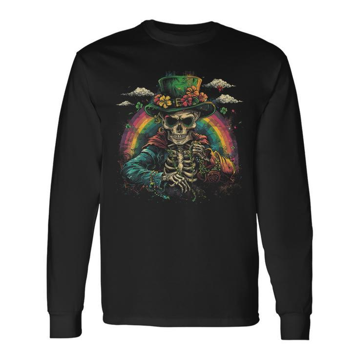 Skull Skeleton Leprechaun St Patrick's Day Saint Paddy's Long Sleeve T-Shirt