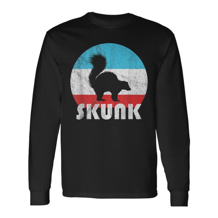 Skunk Vintage Retro Silhouette Long Sleeve T-Shirt